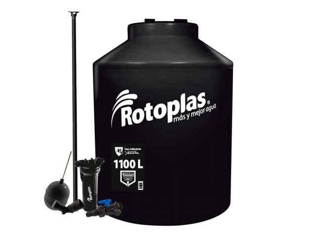 Tanque de agua Rotoplas negro de 1,100 litros